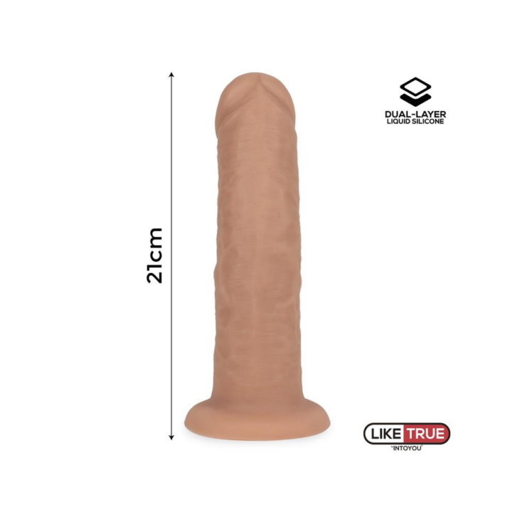 DILDO REALISTA CARNE SILICONA LÍQUIDA DUAL LAYER 8.25"