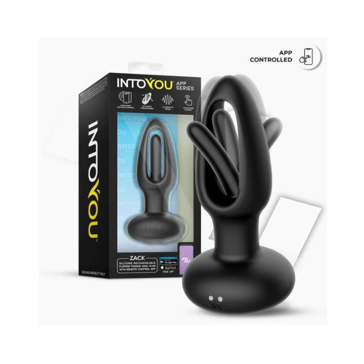 INTOYOU APP SERIES Zack Plug Anal con Flipping Tongue y Vibración con App