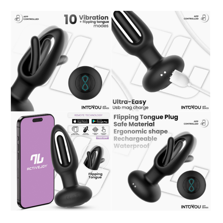 INTOYOU APP SERIES Zack Plug Anal con Flipping Tongue y Vibración con App