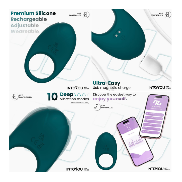 INTOYOU APP SERIES Ringo Anillo Vibrador con APP Unibody Verde