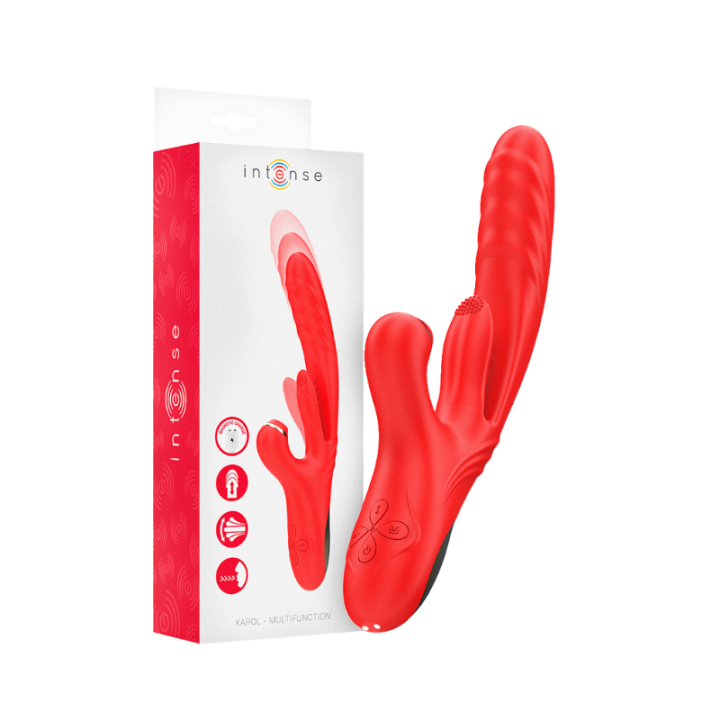 INTENSE - KAROL VIBRADOR MULTIFUNCIÓN EMPUJE & ESTIMULACIÓN & ONDAS ESTIMULADORAS ROJO