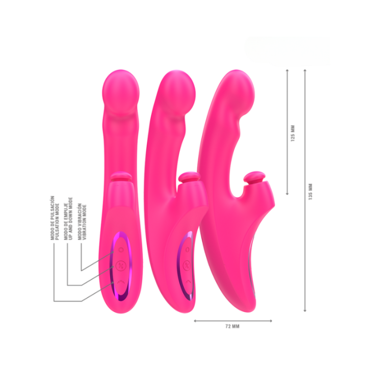 INTENSE - EMI VIBRADOR 13,5 CM MULTIFUNCIÓN 3 EN 1 10 VIBRACIONES ROSA