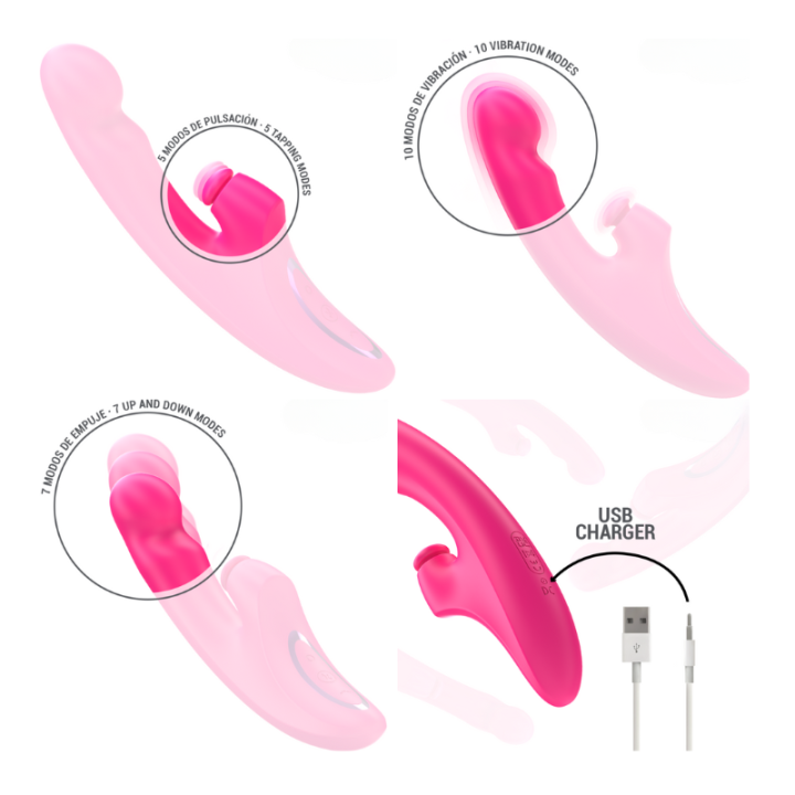 INTENSE - EMI VIBRADOR 13,5 CM MULTIFUNCIÓN 3 EN 1 10 VIBRACIONES ROSA