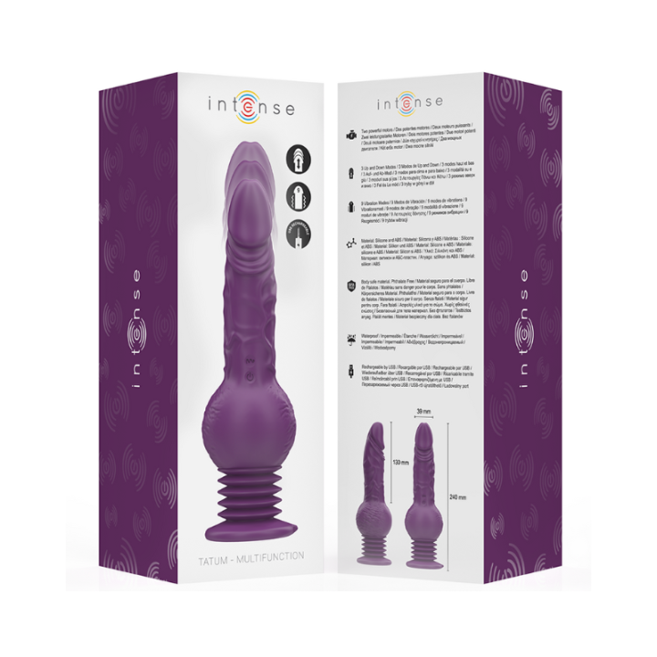 INTENSE - TATUM VIBRADOR MULTIFUNCIÓN CON VIBRACIÓN UP AND DOWN 24 CM MORADO