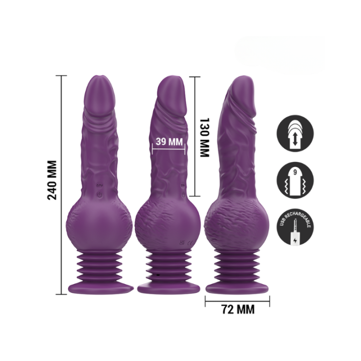 INTENSE - TATUM VIBRADOR MULTIFUNCIÓN CON VIBRACIÓN UP AND DOWN 24 CM MORADO